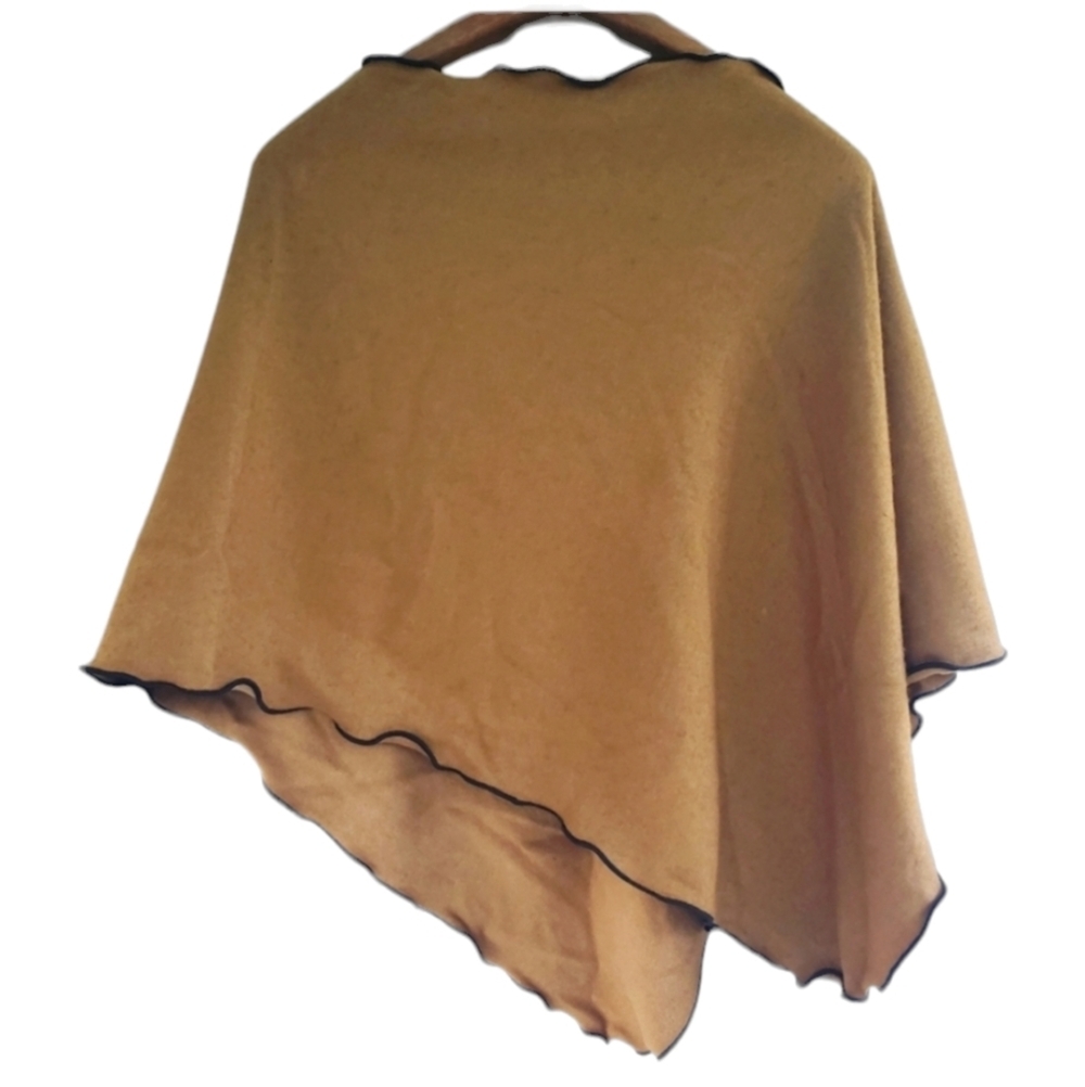 Vintage Women's Reversible Poncho. Camel color. One size. - Picture 11 of 12